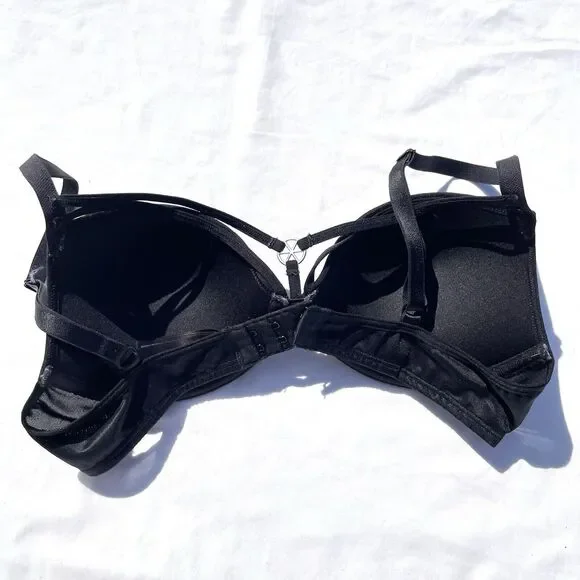 Marlies Dekker Push Up Bra US 32C Black Underwire Strappy - Picture 5 of 7